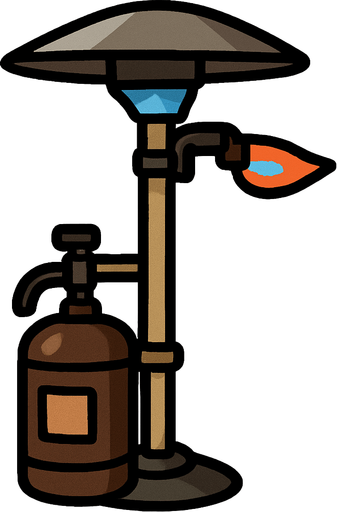 Blow torch patio heater.
In-Game asset.  2d.  High contrast.  No shadows