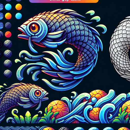 A fish.
Single Game Texture.  In-Game asset.  Blank background.  High contrast.  No shadows