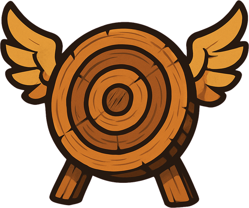 wooden target with wings.
In-Game asset.  2d.  High contrast.  No shadows