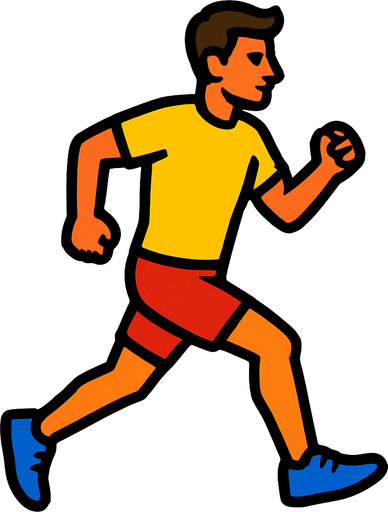 runner with a yellow shirt.
In-Game asset.  2d.  High contrast.  No shadows