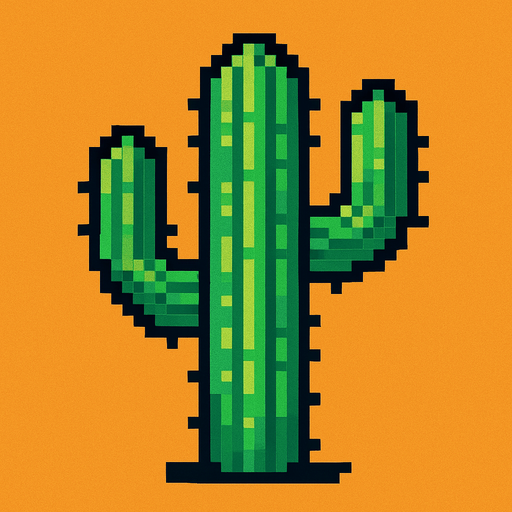 2D Retro kaktüs.
In-Game asset.  2d.  High contrast.  No shadows
