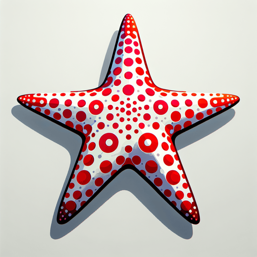 polkadot white red seastar.
Single Game Texture.  In-Game asset.  2d.  Blank background.  High contrast.  No shadows