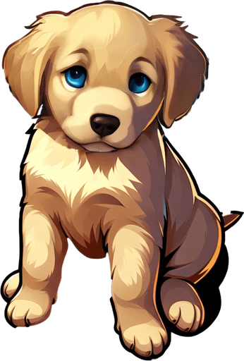 sad golden retriever puppy. Single Game Texture. In-Game asset. 2d.