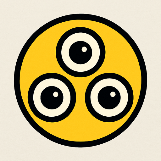 A yellow circle with 3 eyes no mouth and the eyes are in a triangle orientation.
In-Game asset.  2d.  High contrast.  No shadows