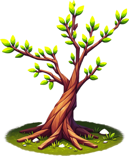 tree sepling.
Single Game Texture.  In-Game asset.  2d.  Blank background.  High contrast.  No shadows