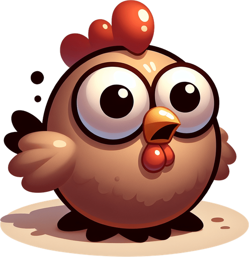 cartoon scared chicken.
Single Game Texture. In-Game asset. 2d. Blank background. High contrast. No shadows.