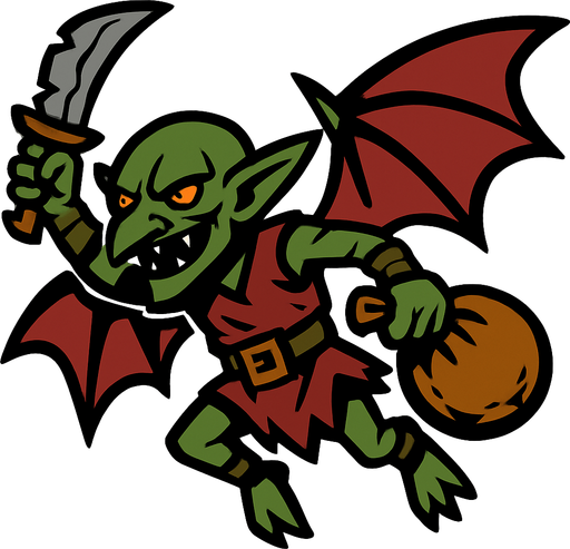 uçan goblin yağmacı.
In-Game asset.  2d.  High contrast.  No shadows