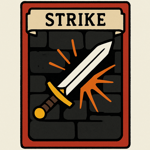 dungeon card game, Strike card.
In-Game asset.  2d.  High contrast.  No shadows