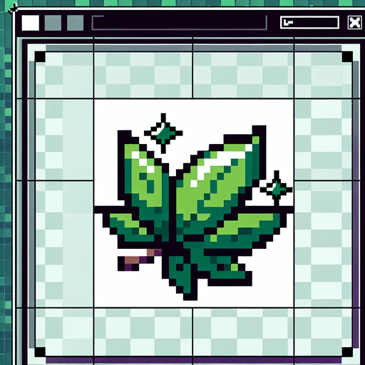 8 bit image anime green leaf.
Single Game Texture.  In-Game asset.  2d.  Blank background.  High contrast.  No shadows
