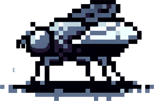 Genera una mosca mirando hacia la iziquierda en pixel art.
Single Game Texture.  In-Game asset.  2d.  Blank background.  High contrast.  No shadows