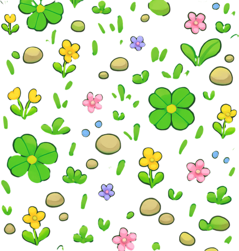 Create a cute fantasy grass field, top view, 2048x2732.
In-Game asset.  2d.  High contrast.  No shadows