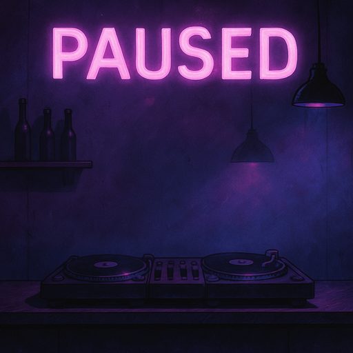 semi-realistic comic book style, moody neon lighting, lo-fi urban atmosphere, rich textures, cinematic framing, purple and blue tones, soft gradients, ambient reflections