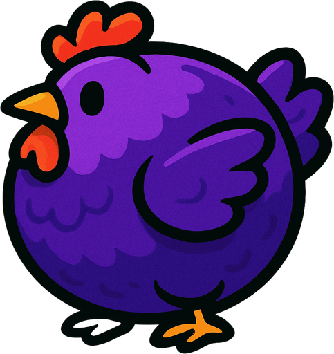 purple chicken ball.
In-Game asset.  2d.  High contrast.  No shadows
