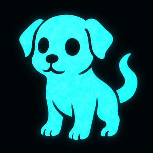 Chiot fantôme (animal).
In-Game asset.  2d.  High contrast.  No shadows