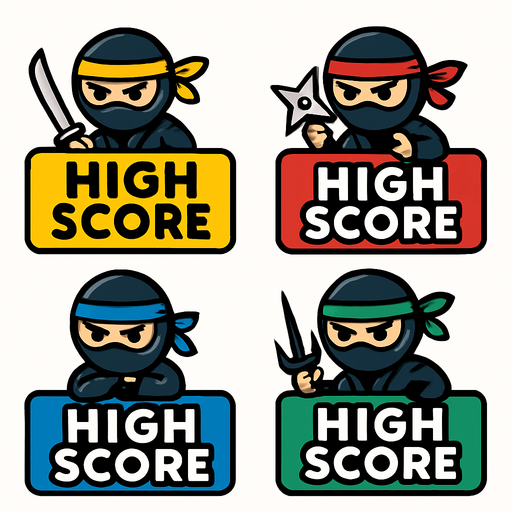 Pack of different ninja High score buttons
In-Game asset.  2d.  High contrast.  No shadows