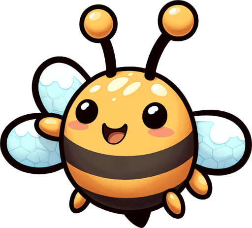 A happy little bee. Top down view.
Single Game Texture. In-Game asset. 2d. Blank background. High contrast. No shadows.
