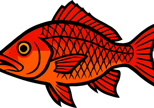 horizontal image Snapper fish.
In-Game asset.  2d.  High contrast.  No shadows