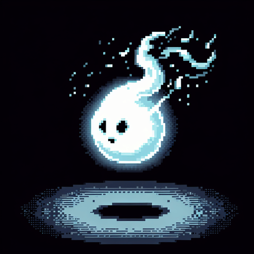pixelart willowisp sprite ball.
black background