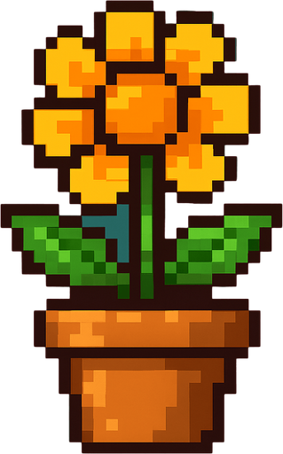 Maceta con una flor, pixel art metal slug.
In-Game asset.  2d.  High contrast.  No shadows