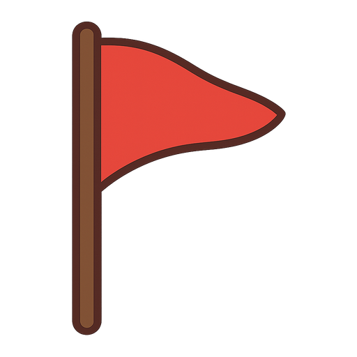 Kırmızı renkli bayrak. No background. Transparent background. Blank background. No shadows. 2d. In-Game asset. flat