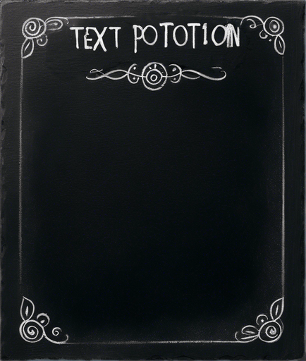 Text "POTION" handwritten in chalk