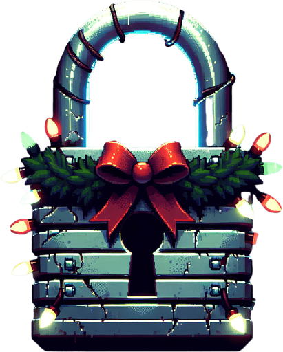 eerie christmas inspired christmas light lock with a resident evil style.
Single Game Texture. In-Game asset. 2d. Blank background. High contrast. No shadows.