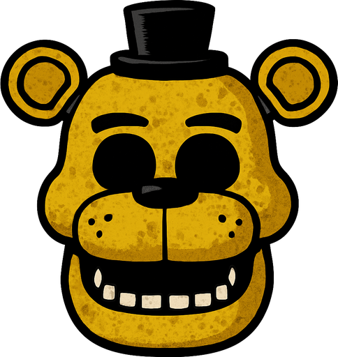 golden freddy head.
In-Game asset.  2d.  High contrast.  No shadows