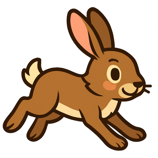 A cute hare running on 4 paws.
In-Game asset.  2d.  High contrast.  No shadows