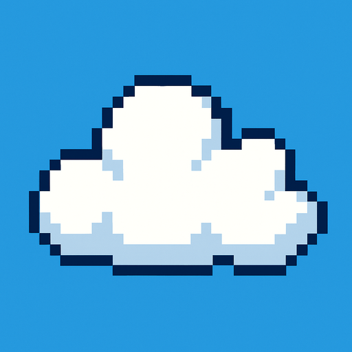 white cloud. pixel  art..
In-Game asset.  2d.  High contrast.  No shadows