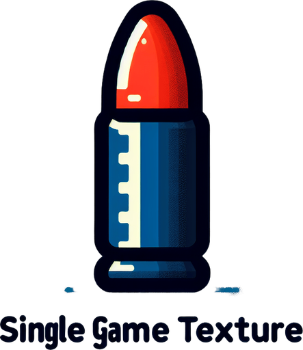 Bullet.
Single Game Texture. In-Game asset. 2d. Blank background. High contrast. No shadows.