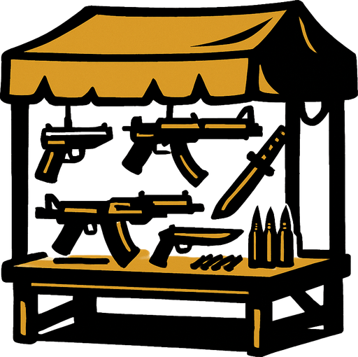 black market which sells weapon.
In-Game asset.  2d.  High contrast.  No shadows