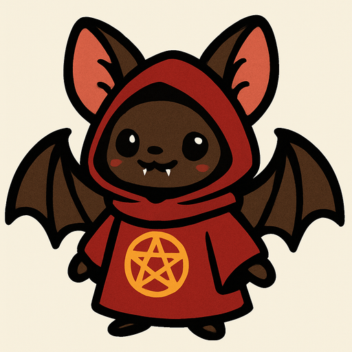 cute nice bat cultist.
In-Game asset.  2d.  High contrast.  No shadows