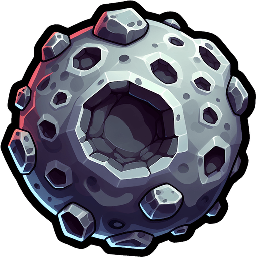 一颗陨石，卡通风格.
Single Game Texture. In-Game asset. 2d. Blank background. High contrast. No shadows.