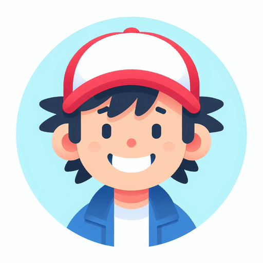 Generate a circular profile picture of Ash Ketchum from Pokémon, smiling..