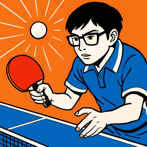 Fond d'écran manga ping pong.
In-Game asset.  2d.  High contrast.  No shadows