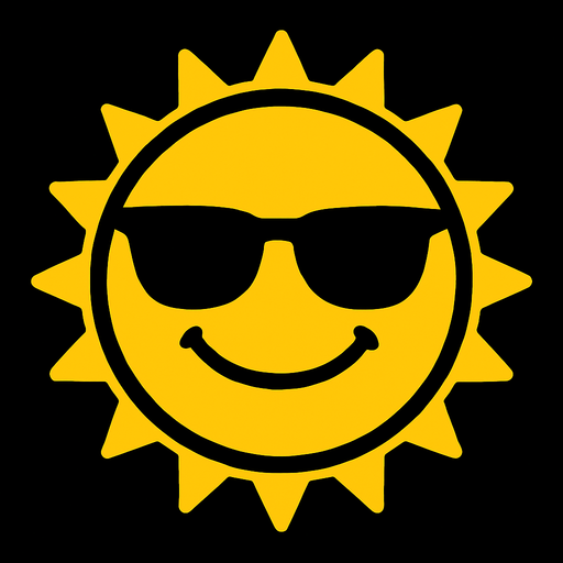 make a yellow circle that is like the sun that has sunglasses on.
In-Game asset.  2d.  High contrast.  No shadows