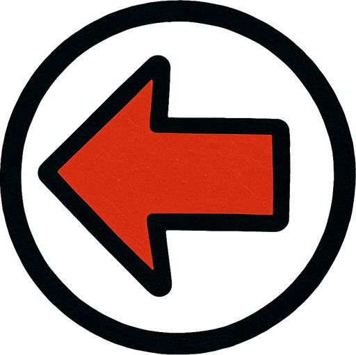 daire içinde sola bakan bir ok.
In-Game asset.  2d.  High contrast.  No shadows