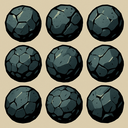 Pack of rocks shots.sphere.
In-Game asset.  2d.  High contrast.  No shadows
