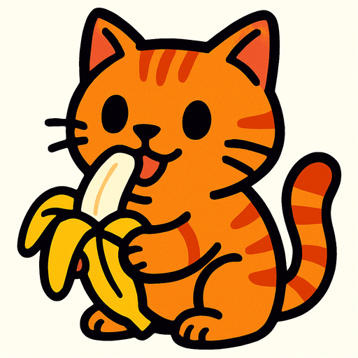 muz yiyen kedi.
In-Game asset.  2d.  High contrast.  No shadows