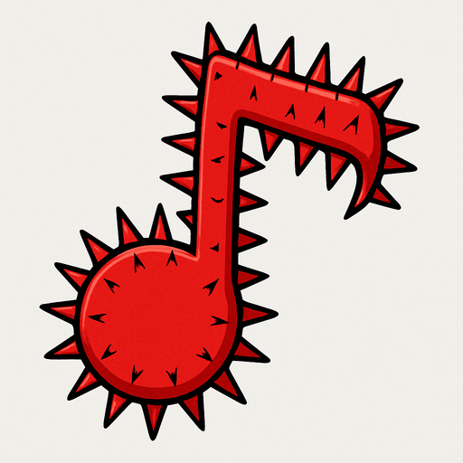 Red Spike "Music Note" shape.
In-Game asset.  2d.  High contrast.  No shadows