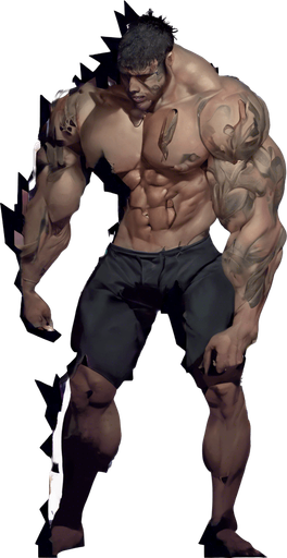 Make his whole body look destroyed.