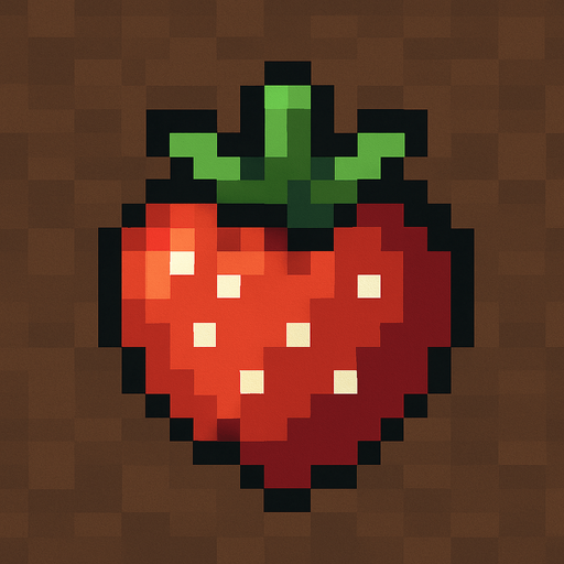 make pixel art 2d strawberry.
In-Game asset.  2d.  High contrast.  No shadows