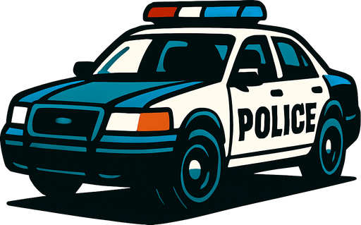 police car.
In-Game asset.  2d.  High contrast.  No shadows