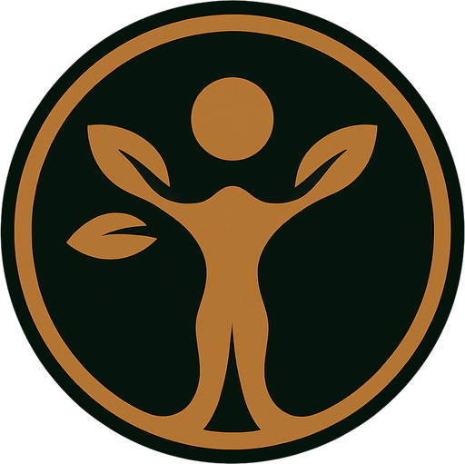 El símbolo de Gaia, sin texto, color verde y café