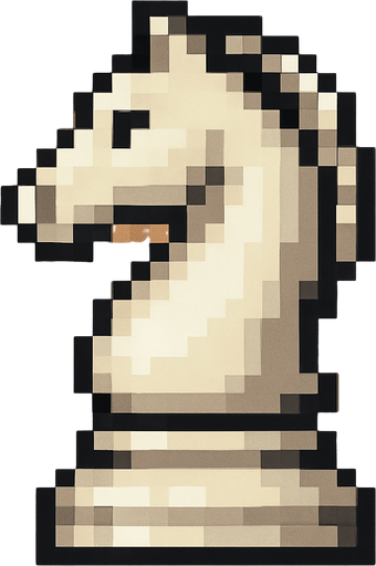 Chess knight 2d pixel art white