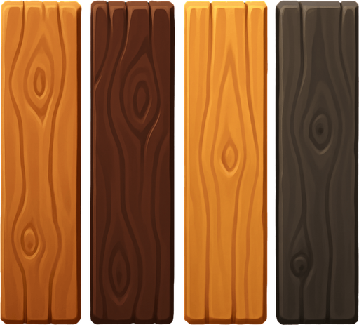 Pack of different wood vertical facing the screen.
In-Game asset.  High contrast.  No shadows. 3D