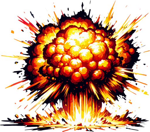 explosion.
Single Game Texture. In-Game asset. 2d. Blank background. High contrast. No shadows.