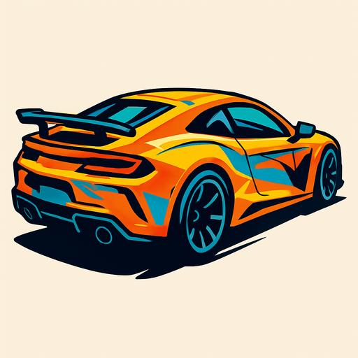 arka sağdan bakan SÜPER  araba 
In-Game asset.  2d.  High contrast.  No shadows