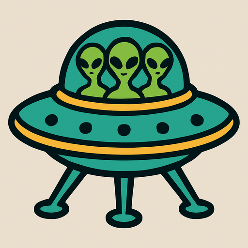 UFO with grey aliens in it.
In-Game asset.  2d.  High contrast.  No shadows