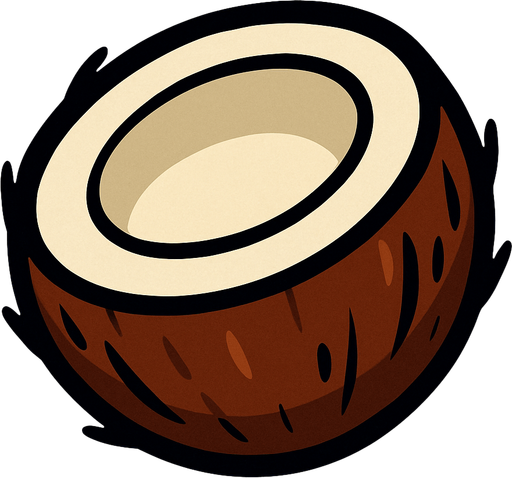Coconut.
In-Game asset.  2d.  High contrast.  No shadows